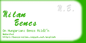 milan bencs business card